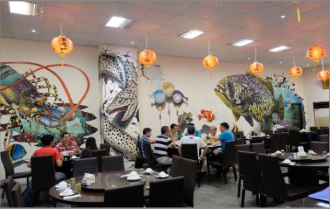 溧阳海鲜餐厅墙体彩绘